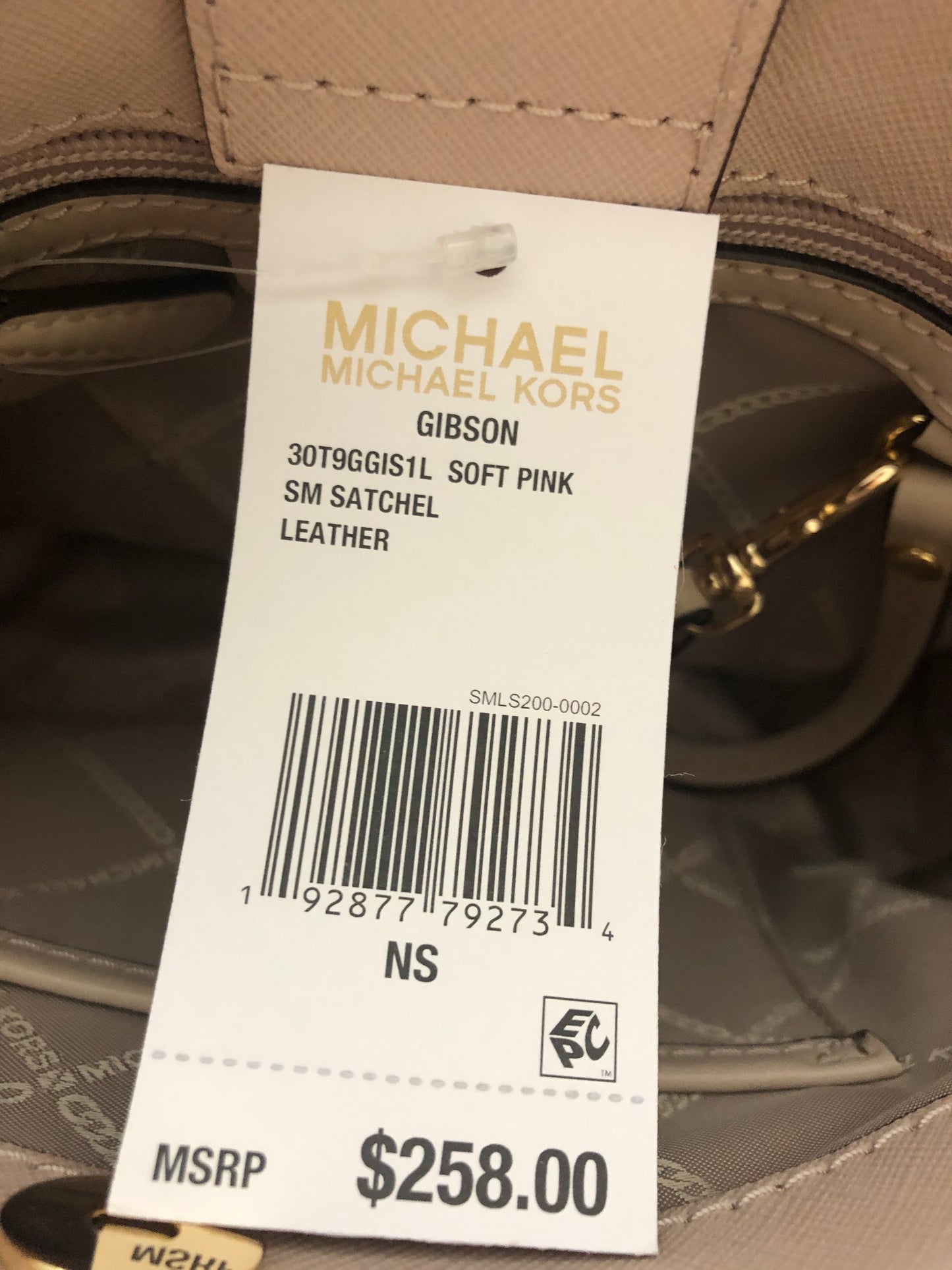 New Authentic Michael Kors Gibson Leather Small Satchel Handbag Purse