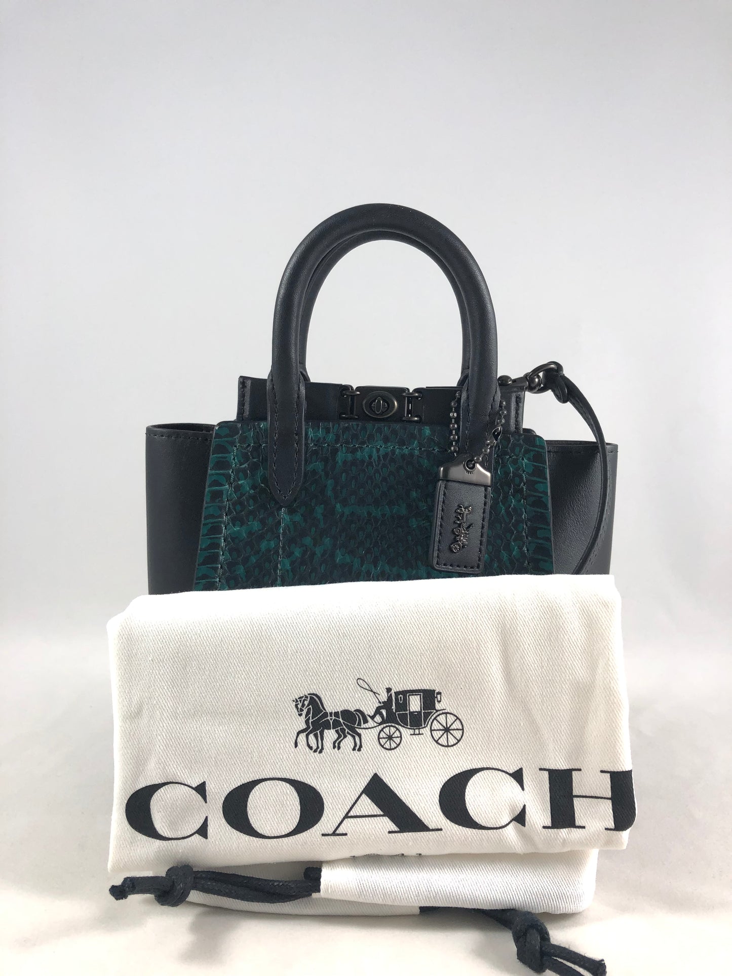 New Authentic Coach 79295 Snakeskin Troupe Tote 16 Handbag Crossbody Purse