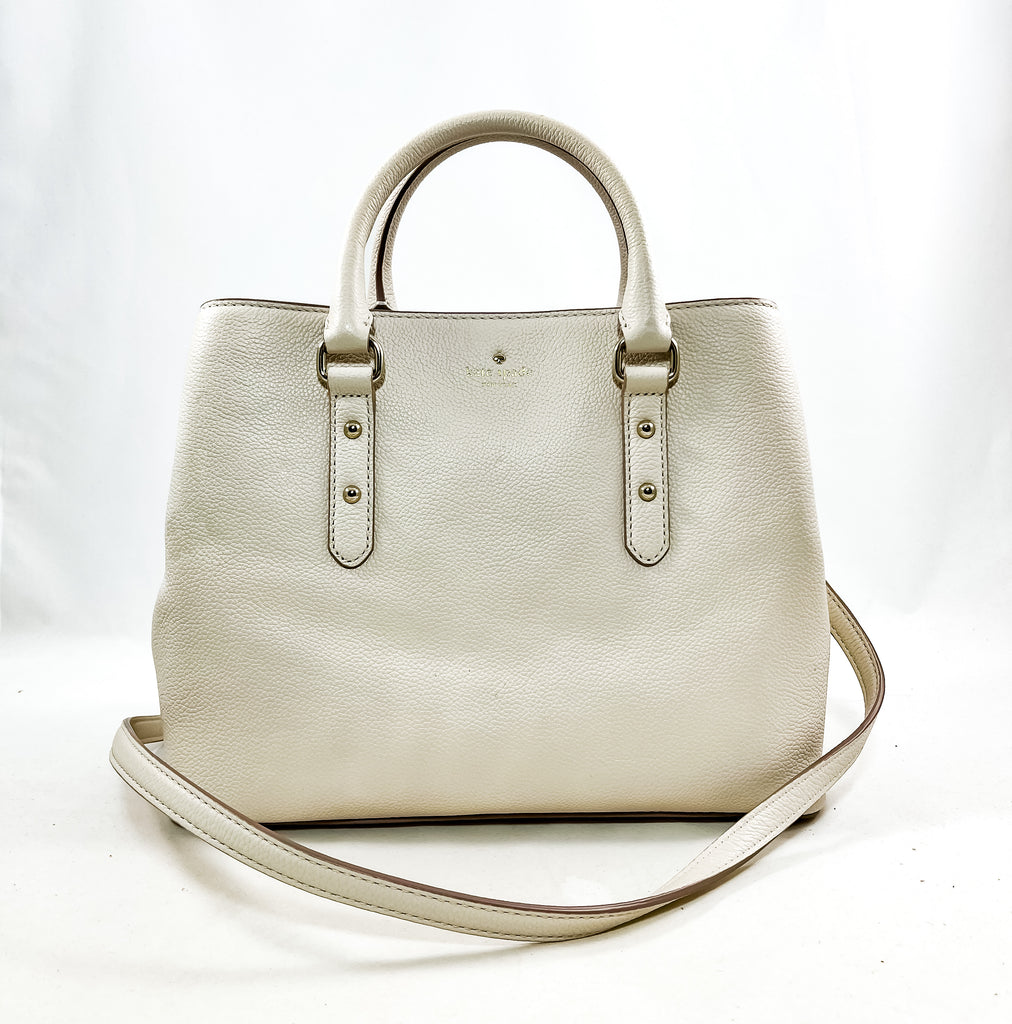 New Authentic Kate Spade WKRU5376 Larchmont Avenue Evangelie Satchel Handbag Purse Soft Limestone