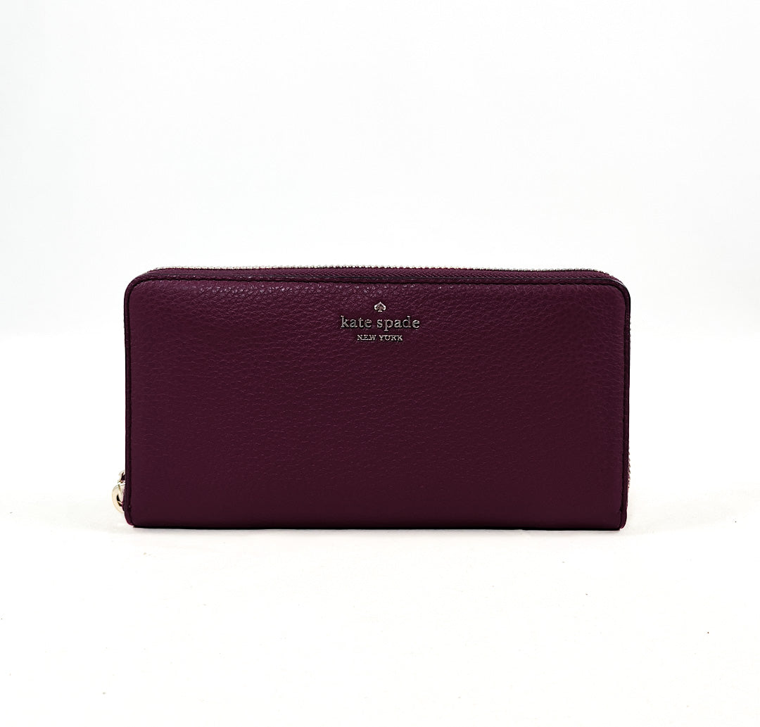 New Authentic Kate Spade WLRU5833 Jackson Large Continental Wallet Chocolate Cherry