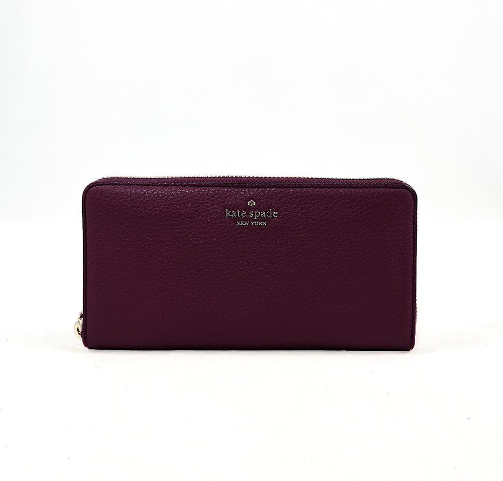 New Authentic Kate Spade WLRU5833 Jackson Large Continental Wallet Chocolate Cherry