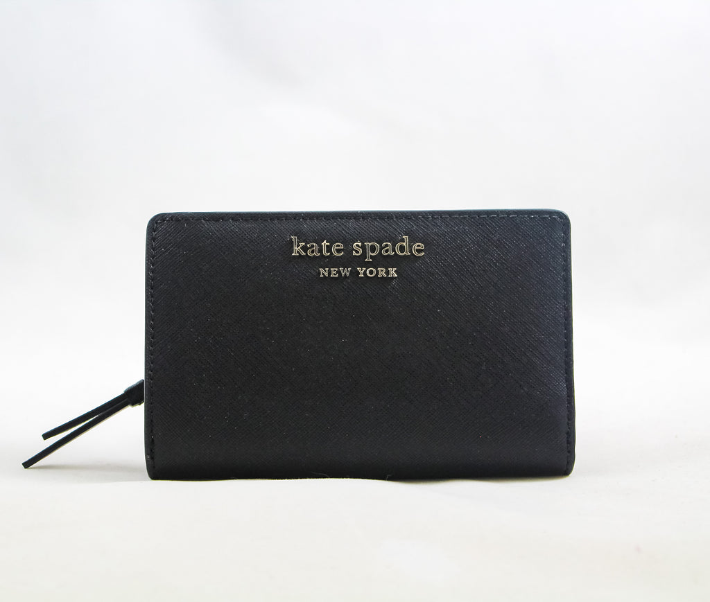 New Authentic Kate Spade WLRU6092 Cameron Medium Bifold Wallet Black