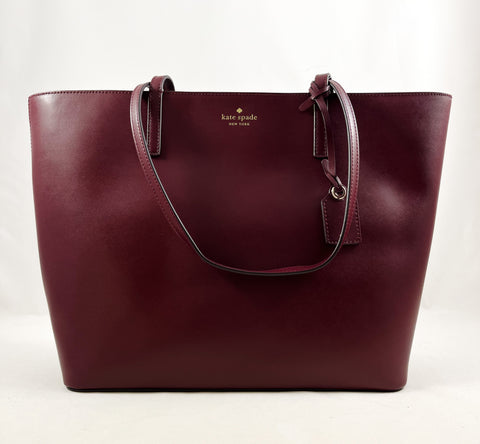 New Authentic Kate Spade WKRU6263 Janie Medium Tote Bag Cherrywood