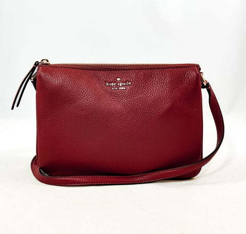 New Authentic Kate Spade WKRU5942 Jackson Triple Gusset Crossbody Cherrywood