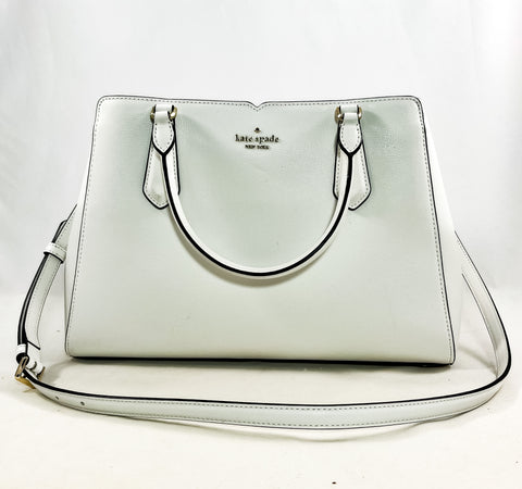 New Authentic Kate Spade WKRU6705 Tippy Medium Triple Compartment Satchel Handbag Optic White