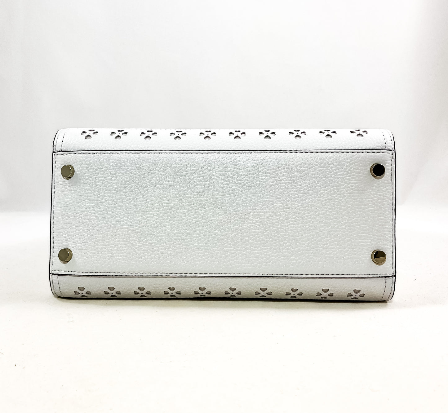 New Authentic Kate Spade WKRU6864 Rowe Perforated Small Top Zip Satchel Purse White Dove