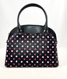 New Authentic Kate Spade WKR00200 Payton Fiesta Dot Medium Dome Satchel Handbag Black Multi