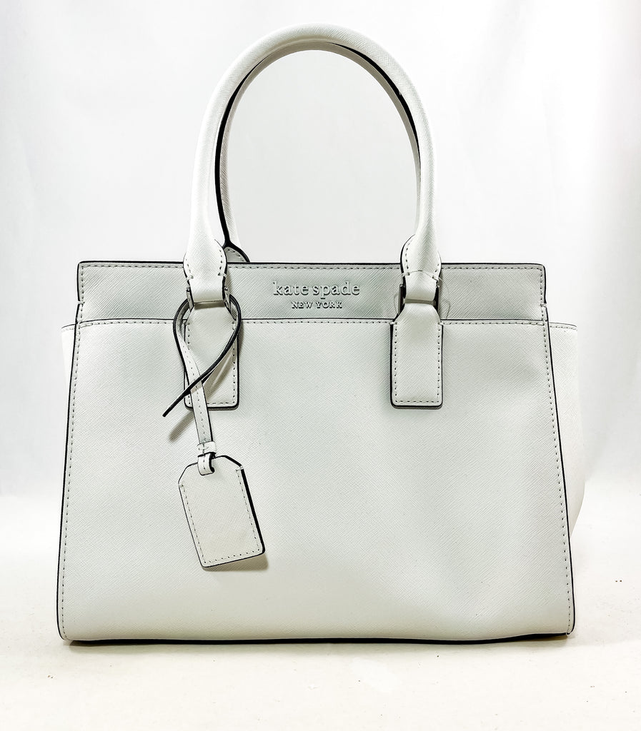 New Authentic Kate Spade WKRU6426 Cameron Monotone Medium Satchel Handbag Optic White