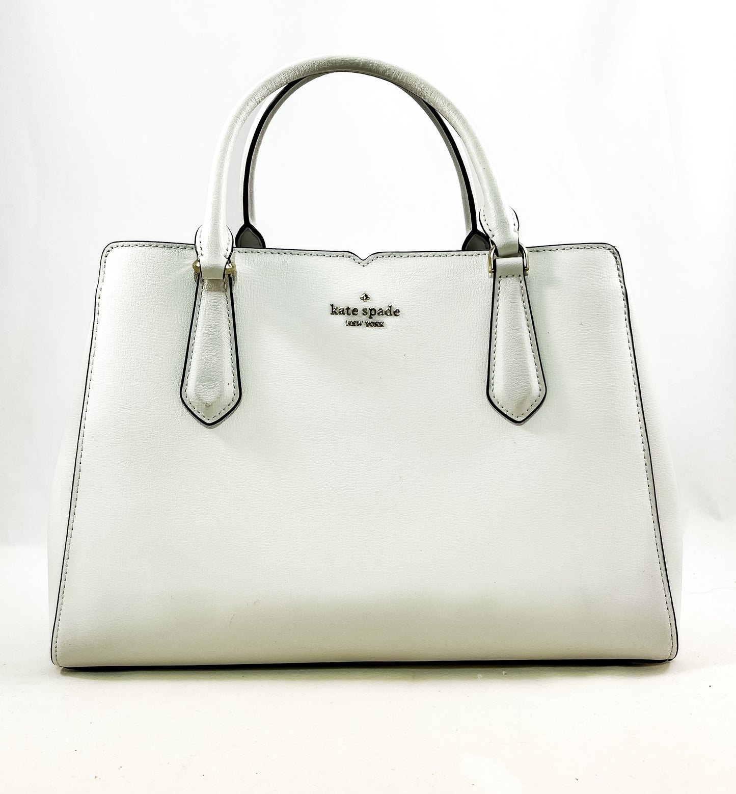 New Authentic Kate Spade WKRU6706 Tippy Small Triple Compartment Satchel Handbag Optic White