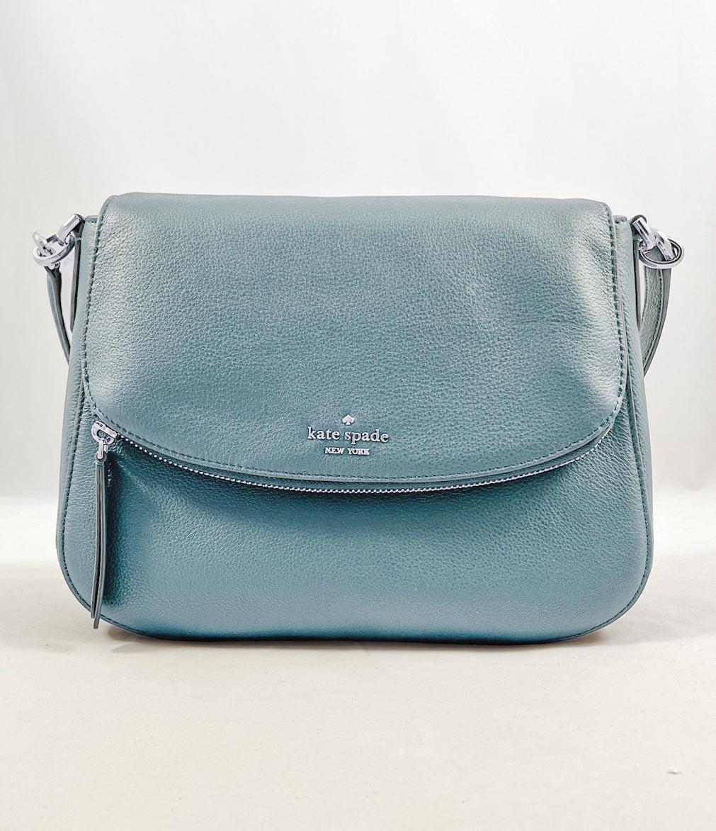 New Authentic Kate Spade WKRU6249 Jackson Medium Flap Shoulder Bag Frosted Blue