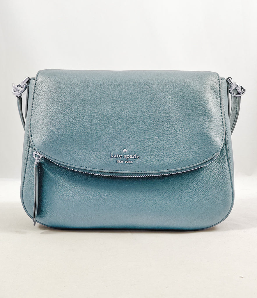 New Authentic Kate Spade WKRU6249 Jackson Medium Flap Shoulder Bag Frosted Blue