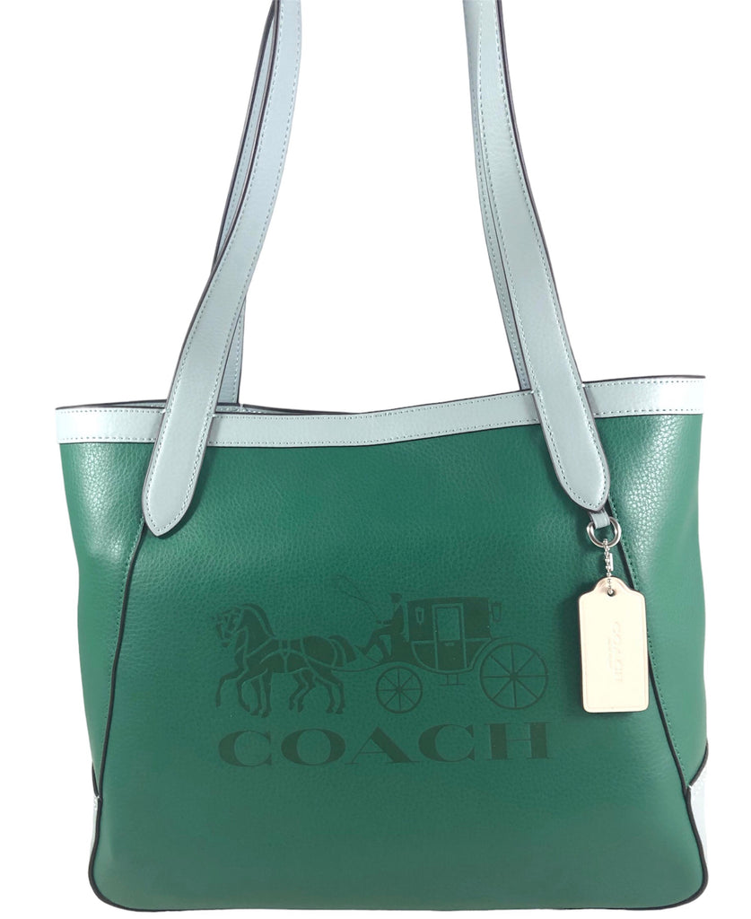 New Authentic Coach C5676 Colorblock Horse and Carriage Leather City Tote Bag