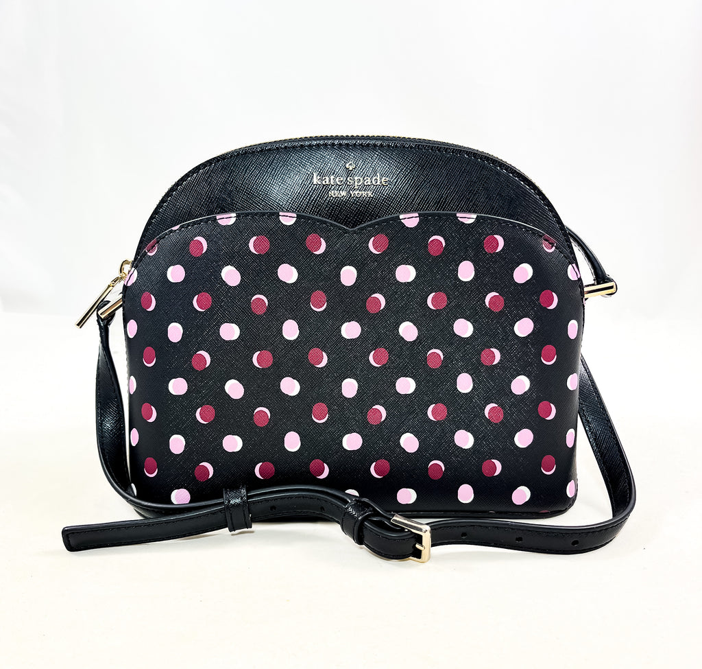 New Authentic Kate Spade WKR00205 Payton Fiesta Dot Dome Crossbody Black Multi