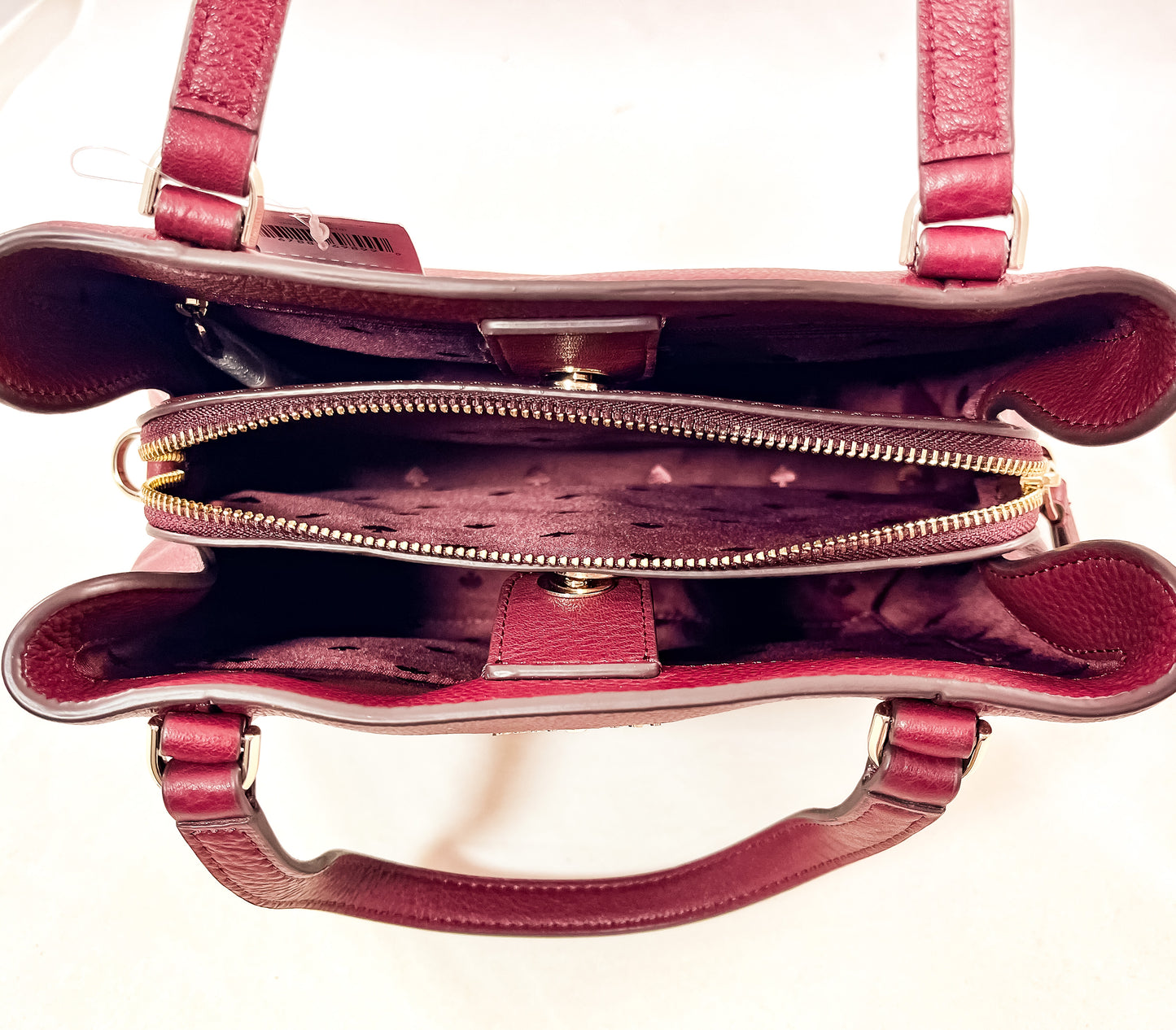 New Authentic Kate Spade WKRU6040 Jackson Medium Triple Compartment Satchel Handbag Cherrywood