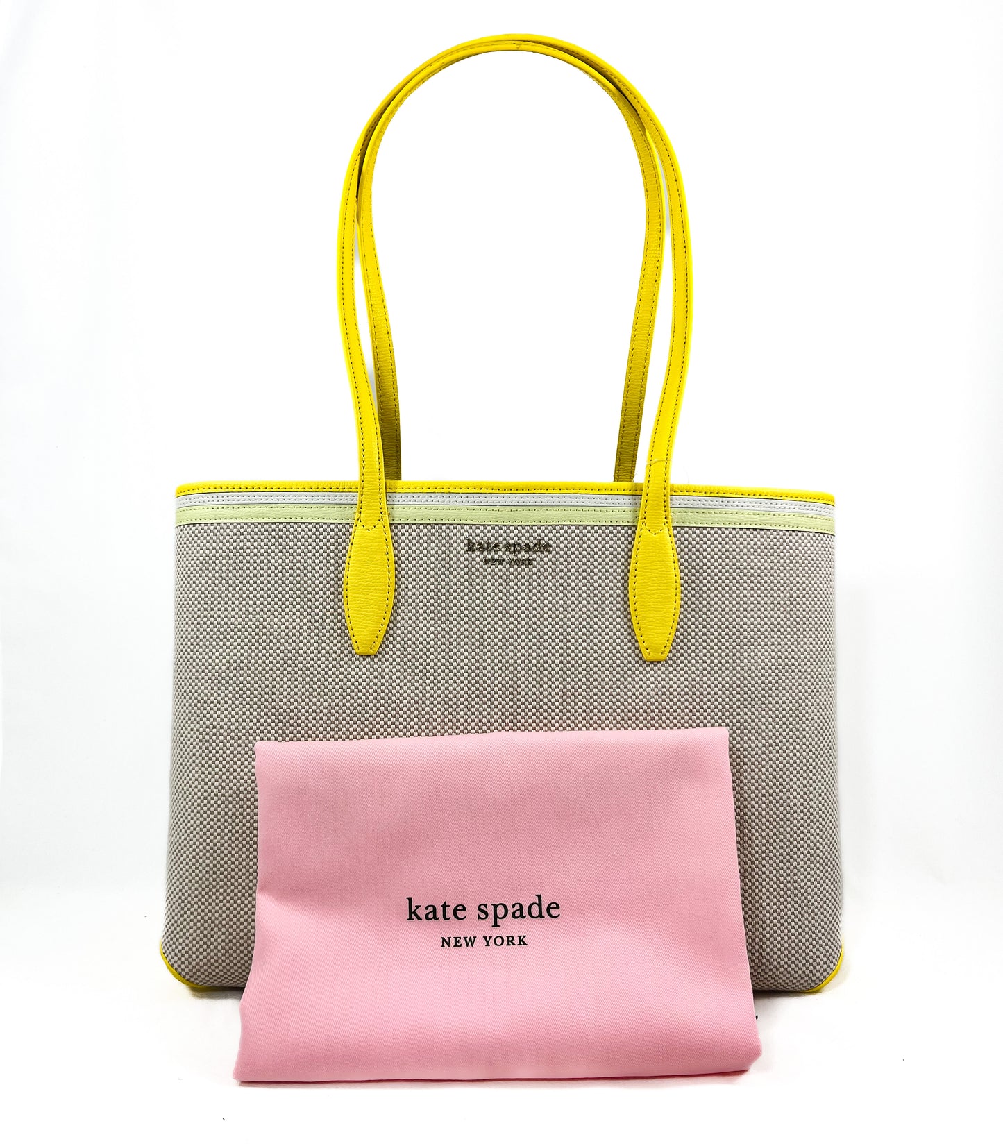 New Authentic Kate Spade PXR00390 All Day Canvas Large Tote Bag Handbag Yellow Multi