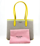 New Authentic Kate Spade PXR00390 All Day Canvas Large Tote Bag Handbag Yellow Multi