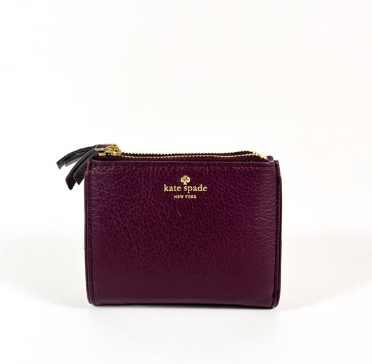 New Authentic Kate Spade WLRU5001 Larchmont Avenue Small Malea Coinpouch Wallet Deep Plum