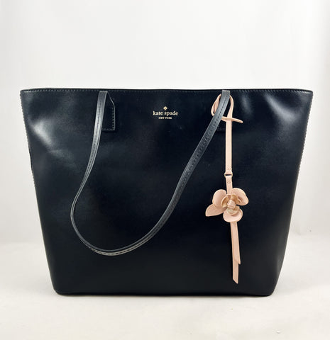 New Authentic Kate Spade WKRU5716 Felicity Street Karla Flower Dangle Tote Bag Black