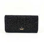 New Authentic Kate Spade WLRU5186 Milou Laurel Way Glitter Clutch Wallet Black