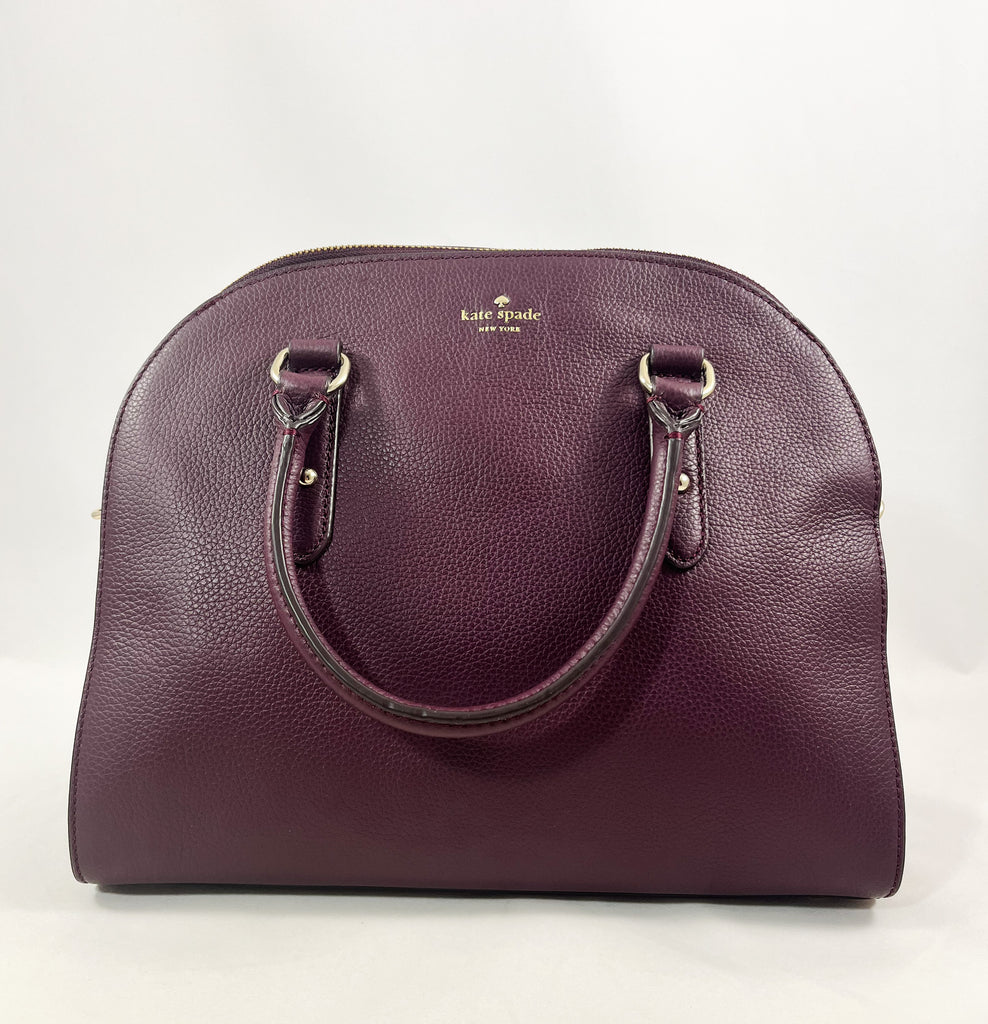 New Authentic Kate Spade WKRU5497 Larchmont Avenue Reiley Dome Satchel Handbag Deep Plum