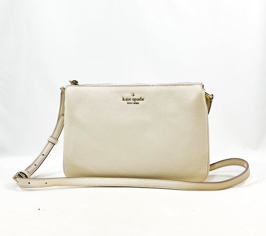 New Authentic Kate Spade WKRU5942 Jackson Triple Gusset Crossbody Soft Limestone