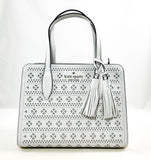 New Authentic Kate Spade WKRU6864 Rowe Perforated Small Top Zip Satchel Purse White Dove