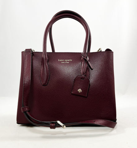 New Authentic Kate Spade WKRU6114 Eva Small Top Zip Satchel Handbag Purse Cherrywood