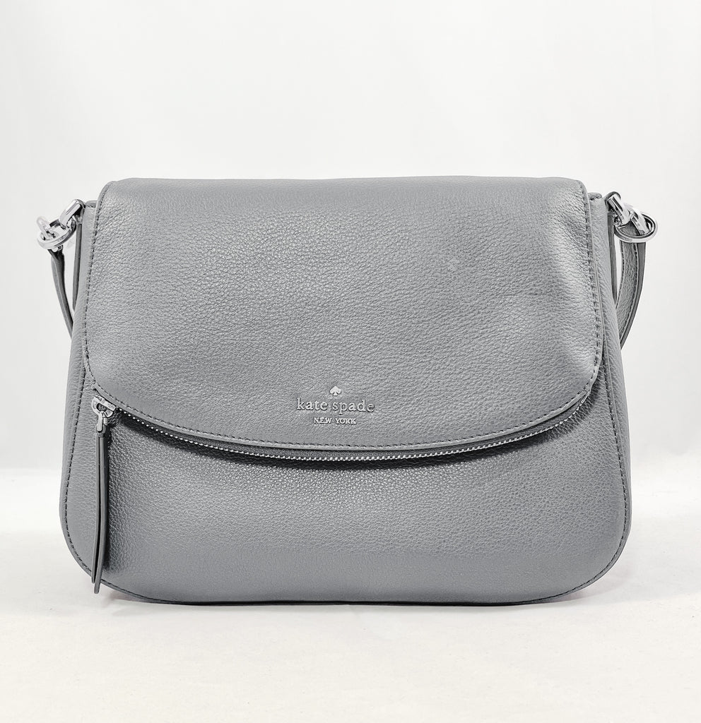 New Authentic Kate Spade WKRU6249 Jackson Medium Flap Shoulder Bag Nimbus Grey