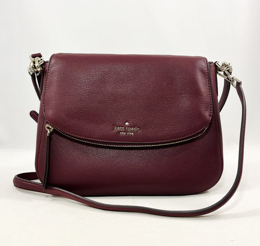 New Authentic Kate Spade WKRU6249 Jackson Medium Flap Shoulder Bag Cherrywood