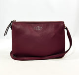 New Authentic Kate Spade WKRU5942 Jackson Triple Gusset Crossbody Chocolate Cherry