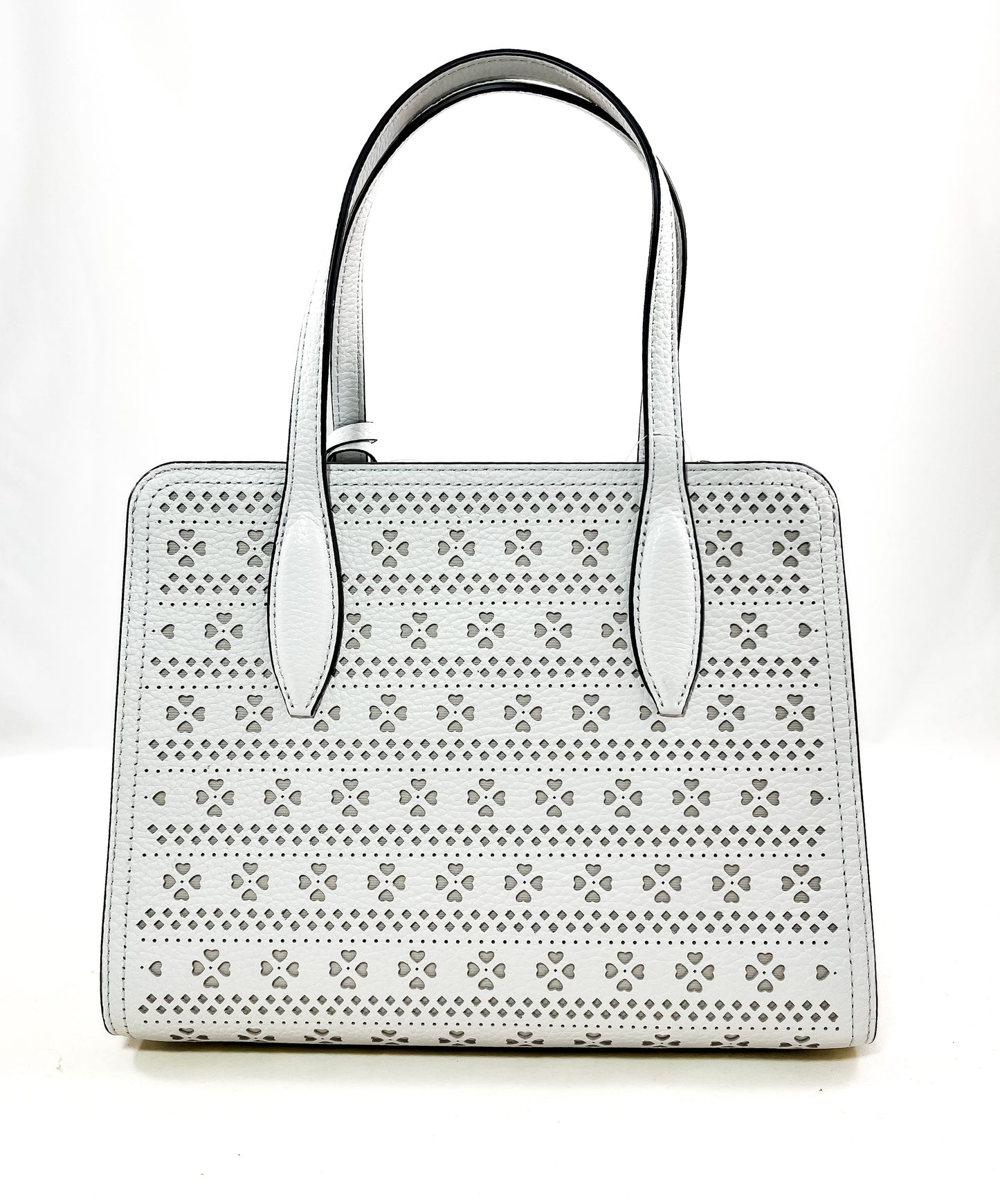 New Authentic Kate Spade WKRU6864 Rowe Perforated Small Top Zip Satchel Purse White Dove