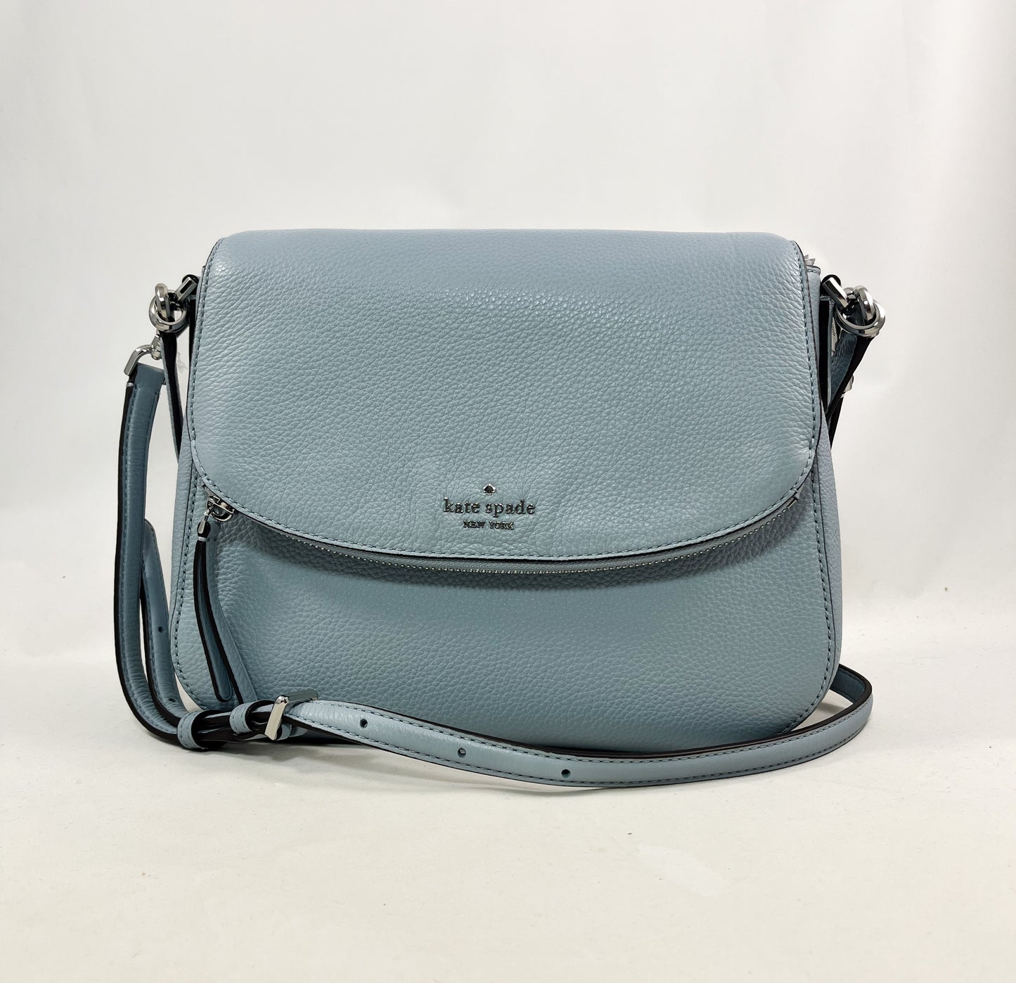 New Authentic Kate Spade WKRU6249 Jackson Medium Flap Shoulder Bag Frosted Blue