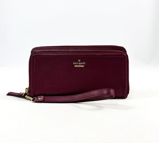 New Authentic Kate Spade WLRU5014 Patterson Drive Anita Wristlet Wallet Black Cherry