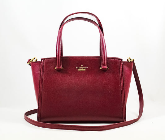 New Authentic Kate Spade WKRU5652 Patterson Drive Small Geraldine Satchel Handbag Black Cherry