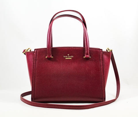 New Authentic Kate Spade WKRU5652 Patterson Drive Small Geraldine Satchel Handbag Black Cherry