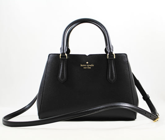 New Authentic Kate Spade WKRU6706 Tippy Small Triple Compartment Satchel Handbag Black