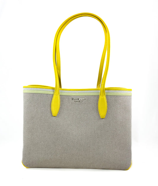 New Authentic Kate Spade PXR00390 All Day Canvas Large Tote Bag Handbag Yellow Multi