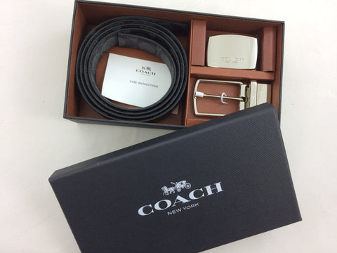 New Authentic Men's COACH F65242 Signature Modern Plaque Harness Cut-To-Size Reversible Belt Gift Box