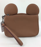 New Authentic Coach F59529 Wristlet In Glove Calf Leather With Mickey Ears Saddle