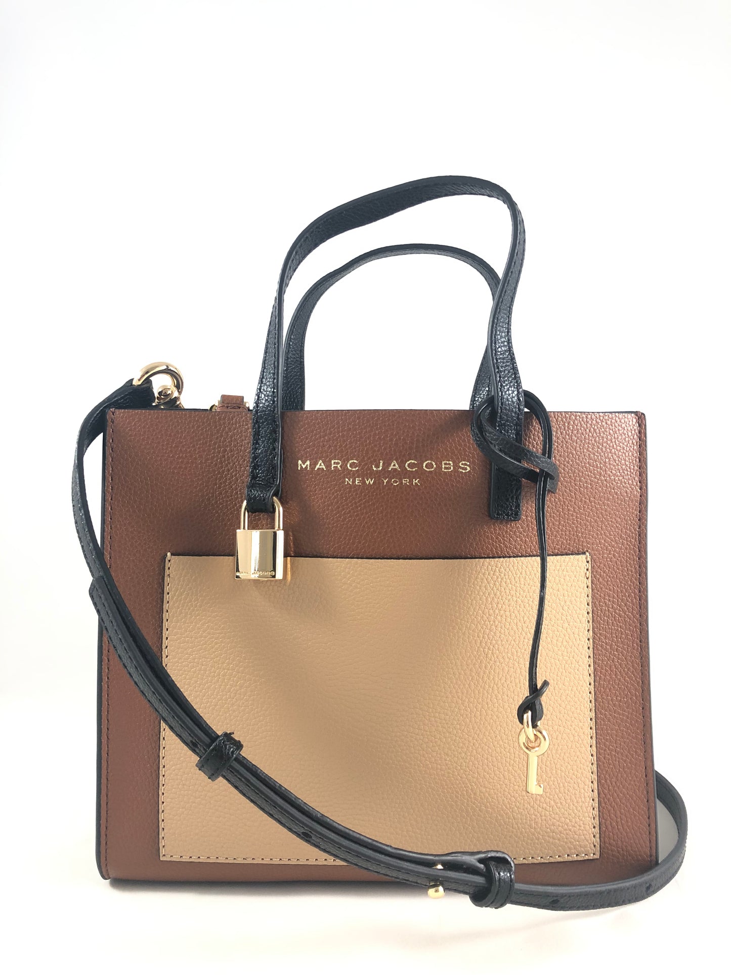 New Authentic Marc Jacobs Leather Colorblock Mini Grind Tote Handbag Purse