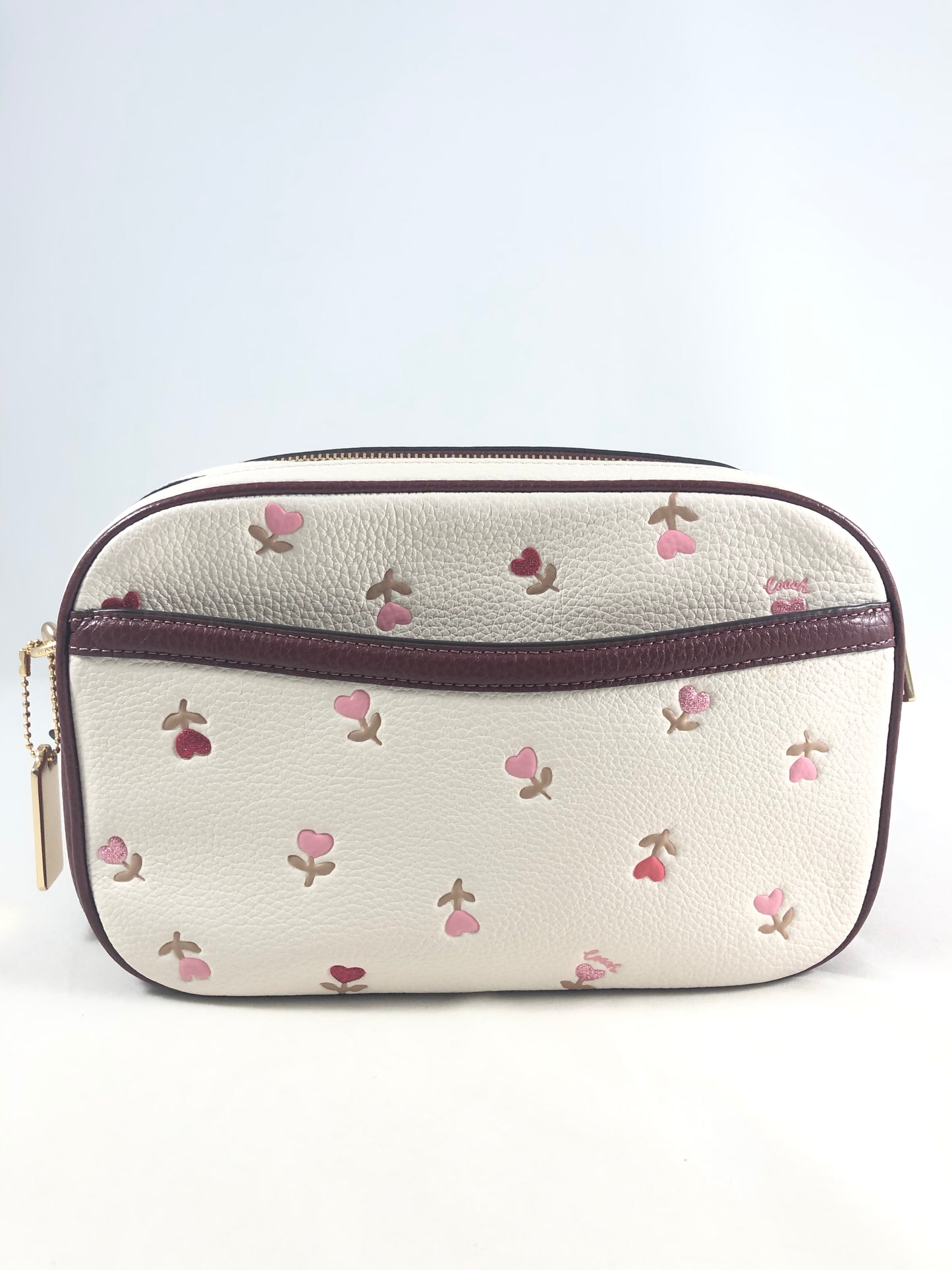 New Authentic Coach C2835 Heart Floral Print Jes Crossbody Bag