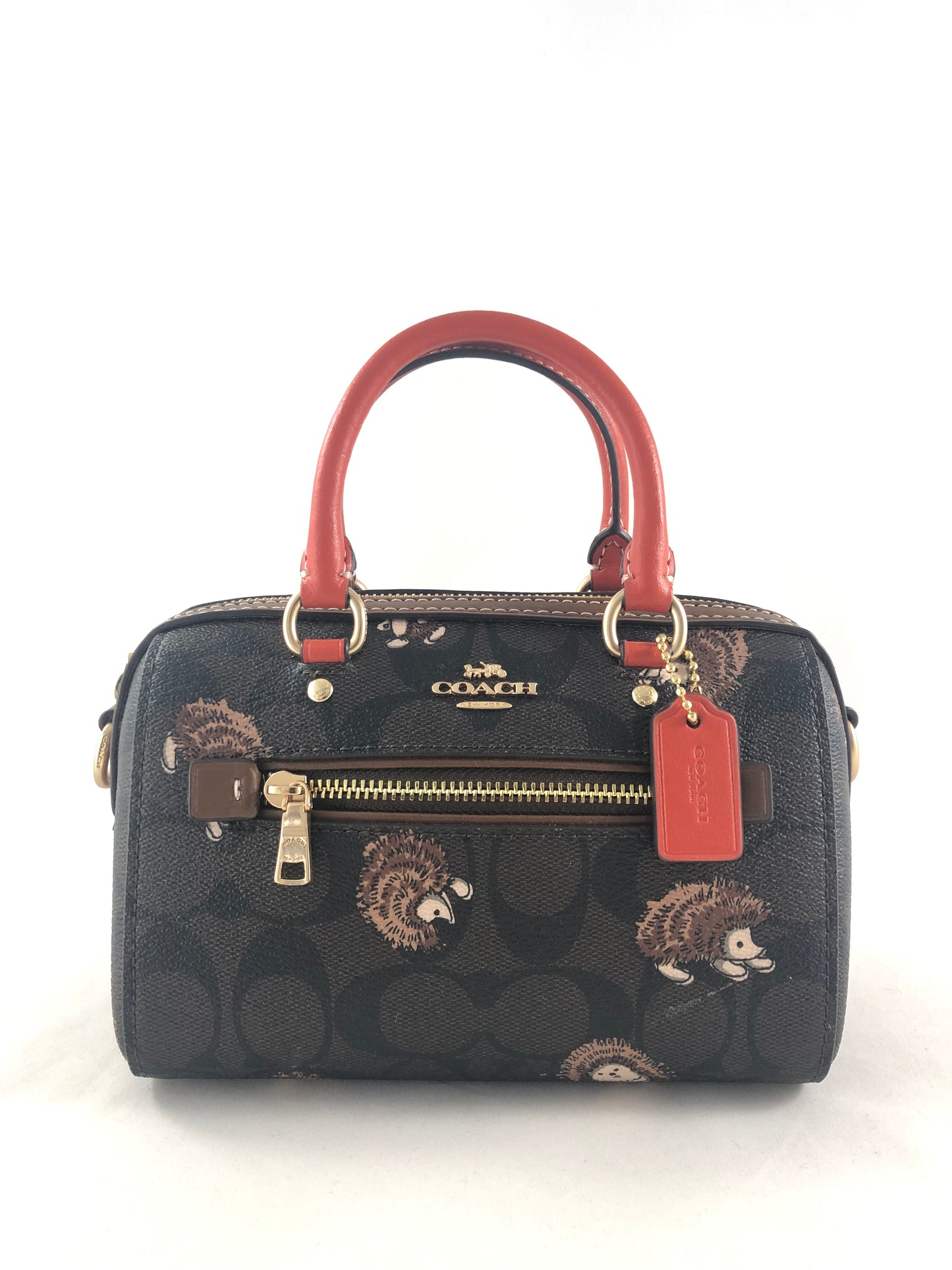 New Authentic Coach CC430 Signature Hedgehog Print Rowan Satchel Handbag