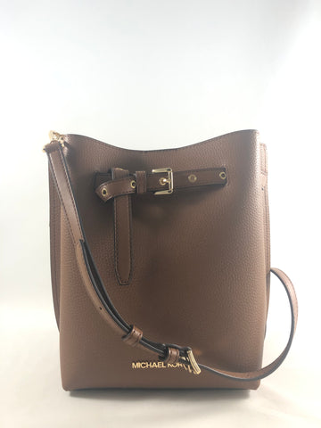 New Authentic Michael Kors Leather Emilia Small Bucket Bag Messenger Crossbody