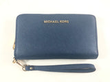 New Authentic Michael Kors Large Leather Flat Multifunction Phone Case Wallet