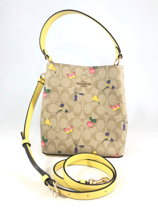 New Coach C8254 Signature Canvas Small Town Bucket Bag with Dreamy Veggie Print