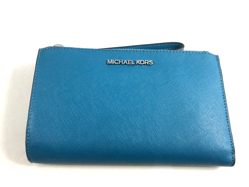 New Authentic Michael Kors Jet Set Travel Large Double Zip Wristlet Wallet