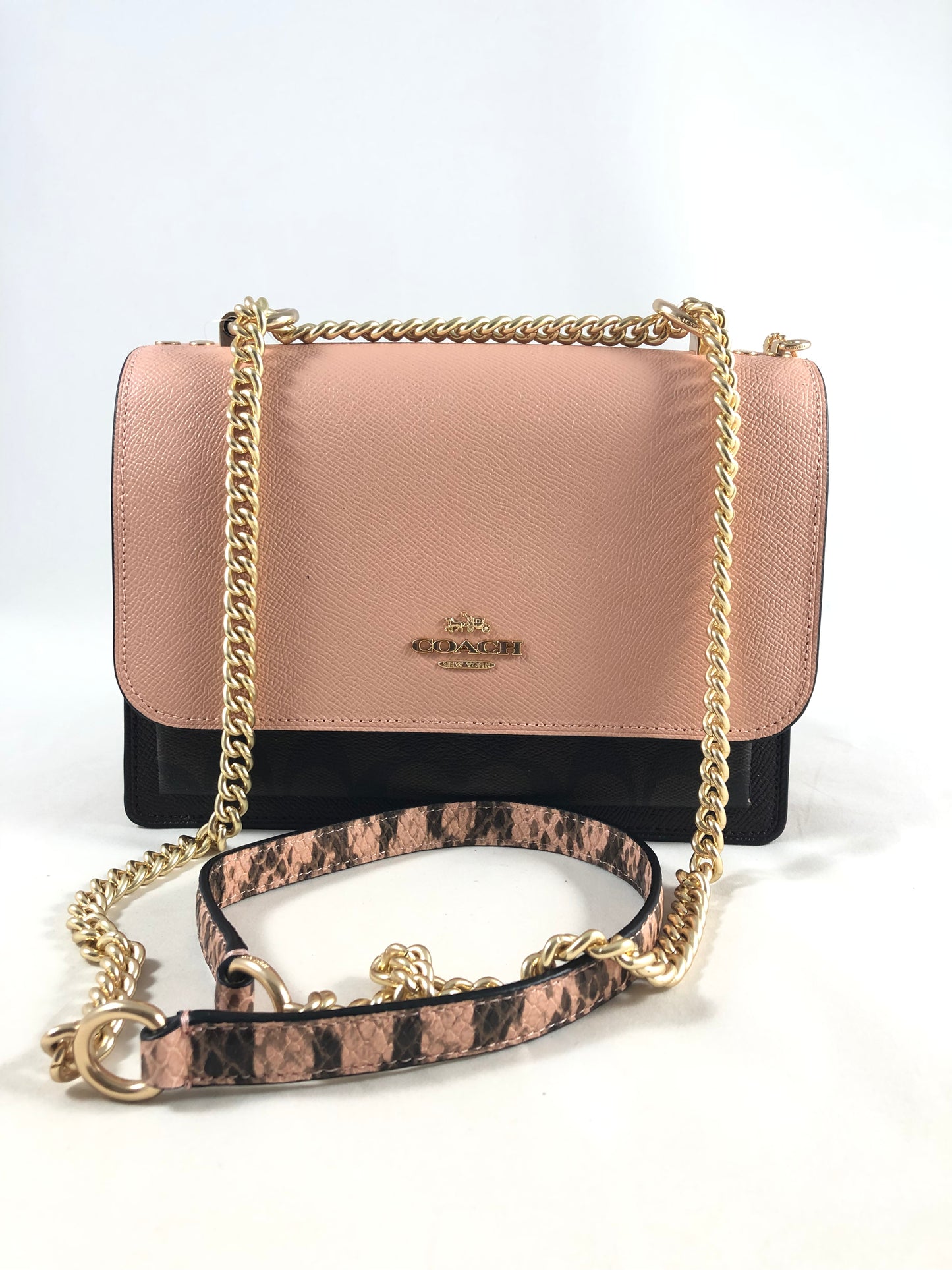 New Authentic Coach C7589 Signature Snake Embossed Klare Crossbody