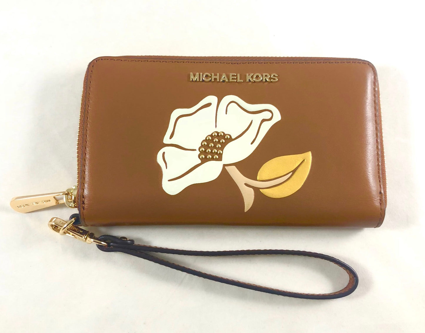 New Authentic Michael Kors Nouveau Floral Large Flat Multifunction Phone Case Wallet