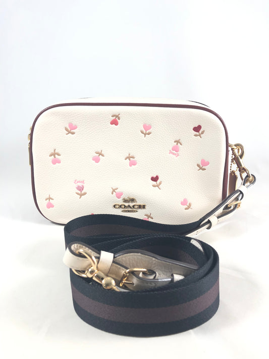 New Authentic Coach C2835 Heart Floral Print Jes Crossbody Bag