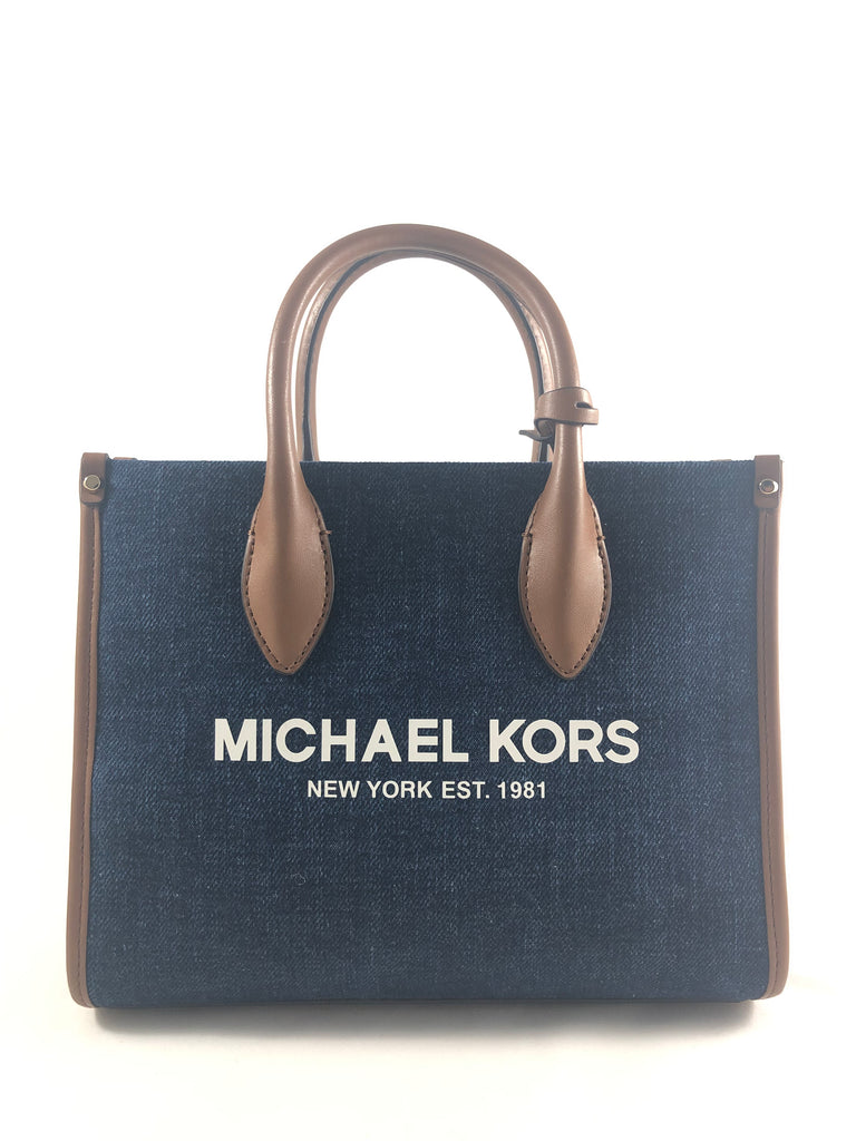 New Authentic Michael Kors Mirella Denim Small Shopper Topzip Crossbody